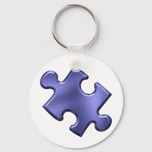 Porte-clés Autisme Puzzle Pièce Bleu (Recto)