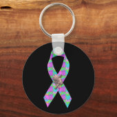 Porte-clés Autisme Sensibilisation Angel Puzzle Pièces Ruban  (Recto)