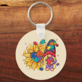 Porte-clés Autisme Tournesol Gnome (Recto)