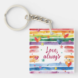 Porte-clés Autocollant arc-en-ciel d'amour éternel, cœur à l'