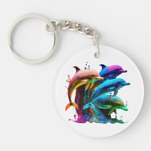 Porte-clés Autocollant coloré Dolphin-Awesome (Devant)