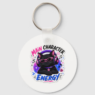 Porte-clés Autocollant de chat noir à l'énergie de personnage