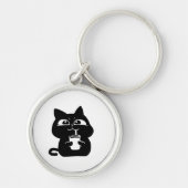 Porte-clés Autocollant de chat noir dodu mignon (Devant)