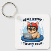 Porte-clés Autocollant de chien de cybersécurité codeur franç (Recto)