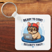 Porte-clés Autocollant de chien de cybersécurité codeur franç (Recto)