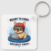 Porte-clés Autocollant de chien de cybersécurité codeur franç (Dos)