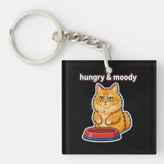 Porte-clés Autocollant de mème de chat orange mignon affamé e