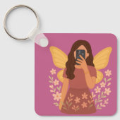 Porte-clés Autocollant esthétique de selfie de fille fée (Recto)