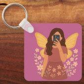 Porte-clés Autocollant esthétique de selfie de fille fée (Recto)