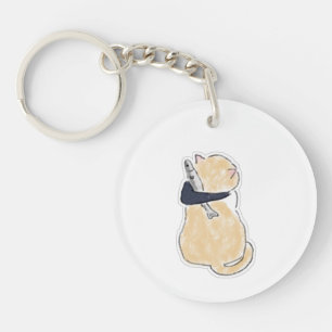 Porte-clés Autocollant vinyle de chat mignon aquarelle tenant