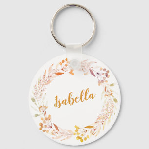 Porte-clés Automne Floral Aquarelle Wreath Boho Personnalisé