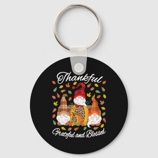 Porte-clés Automne Gnome Plaid Leopard Citrouille Thanksgivin (Recto)
