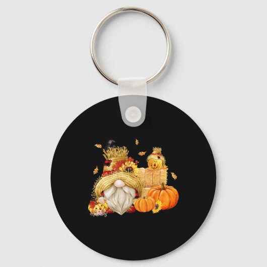Porte-clés Automne Gnome Scarecrow Gnome Automne Halloween Th (Recto)
