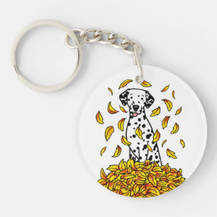 Porte-clés Automne laisse Dalmatie (noir 1) Chien Jouer migno