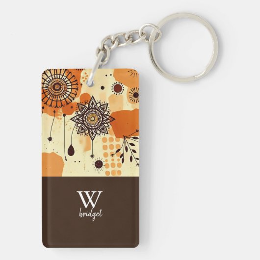 Porte-clés Automne Mandala Boho Chic Floral Tones (Dos)