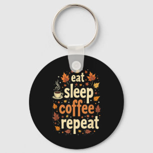 Porte-clés Automne Tombe Action de grâce Manger Dormir Café R
