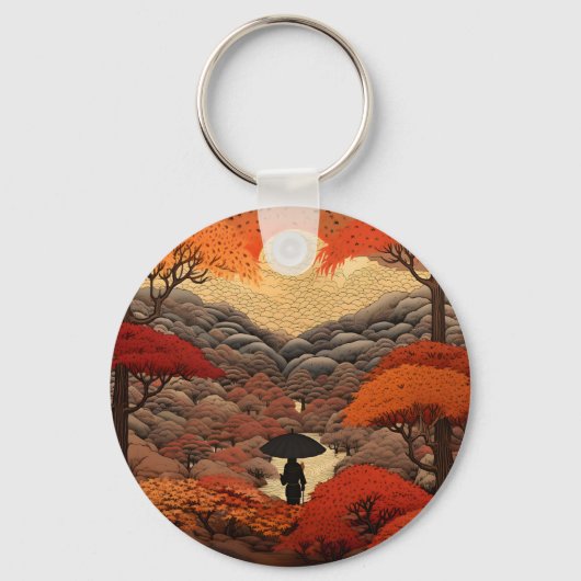 Porte-clés automne Ukiyo-e Japon (Recto)