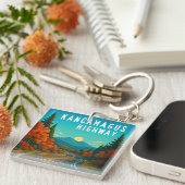 Porte-clés Autoroute Kancamagus New Hampshire coucher de sole (Devant Droit)