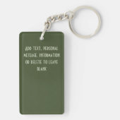 Porte-clés Autruche Rose Fleurs Vert Olive Art Déco (Dos)