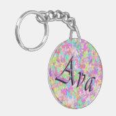 Porte-clés Ava, Nom Logo sur les papillons Pastel, (Devant gauche)