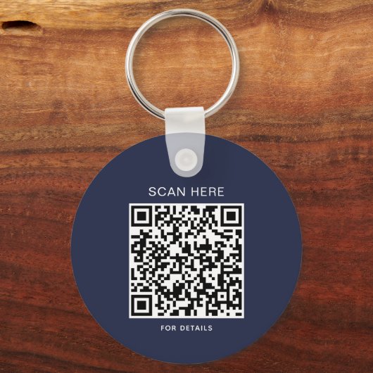 Porte-clés avec code QR et logo bleu marine (Verso)