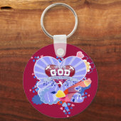 Porte-clés Avec Dieu Coeurs (Recto)