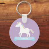 Porte-clés avec nom de licorne blanche mignonne pa (Recto)