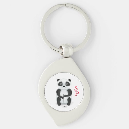 Porte-clés avec panda jouant au golf et initiales (Devant)