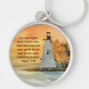 Porte-clés avec verset biblique Phare et Coucher d