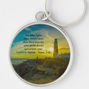 Porte-clés avec verset biblique Phare et Coucher d
