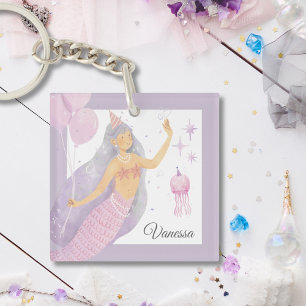 Porte-clés Aventure de fête de sirène lavande rose