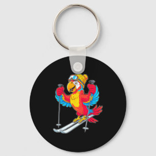 Porte-clés Aventure de ski de perroquet coloré, plaisir d'hiv
