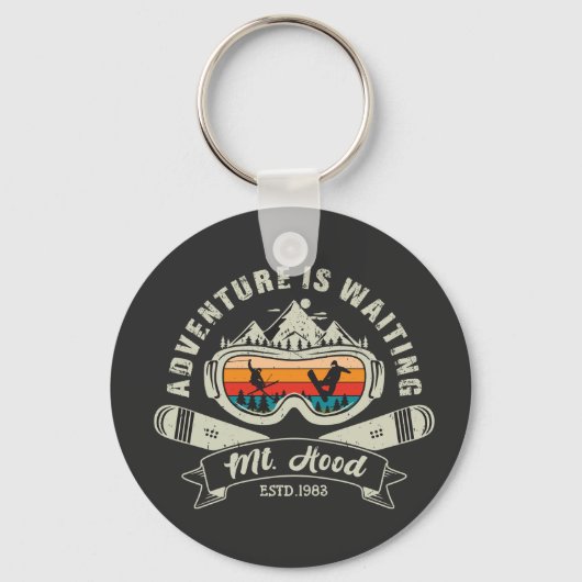 Porte-clés Aventure de ski Retro Mount Hood (Recto)