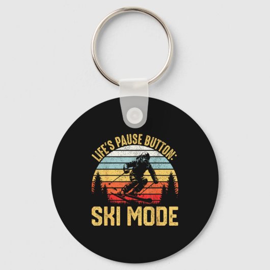 Porte-clés aventure de ski rétro pour les passionnés de ski e (Recto)