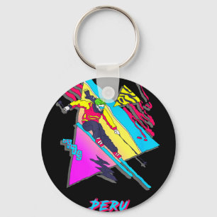 Porte-clés Aventure graphique vibrante de ski péruvien graphi