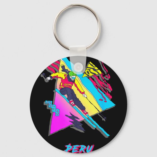 Porte-clés Aventure graphique vibrante de ski péruvien graphi (Recto)