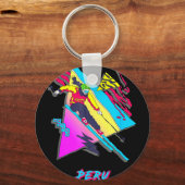 Porte-clés Aventure graphique vibrante de ski péruvien graphi (Recto)