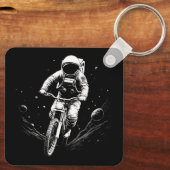 Porte-clés Aventure spatiale en vélo astronaute cosmique (Verso)