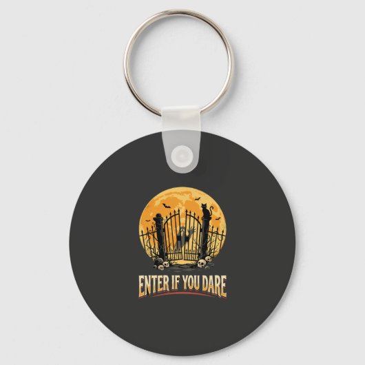 Porte-clés Avertissement de lune hantée d'Halloween (Recto)