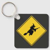 Porte-clés Avertissement de sorcière Halloween (Recto)