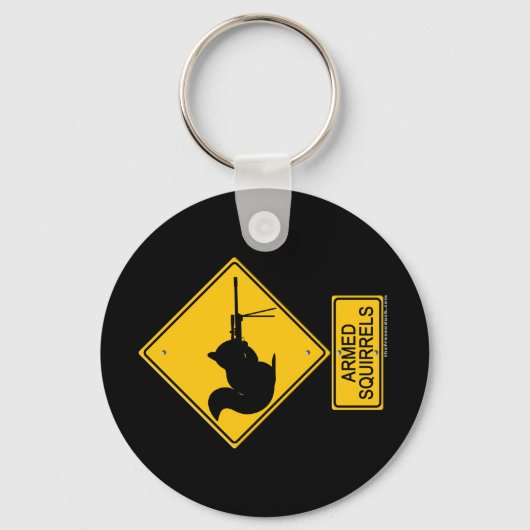 Porte-clés Avertissement Écureuils armés (Recto)