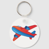 Porte-clés Avion à réaction coloré rouge et bleu (Recto)