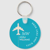 Porte-clés Avion blanc avec nom sur Azure (Recto)