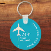 Porte-clés Avion blanc avec nom sur Azure (Recto)