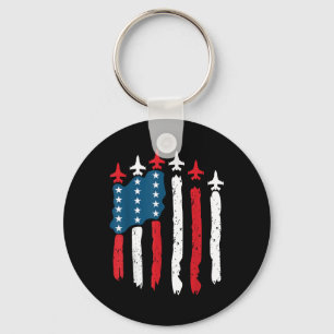 Porte-clés Avion de chasse Avion Usa Drapeau 4 juillet Patrio