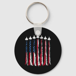Porte-clés Avion de chasse rétro Avion American Flag Heart 4t