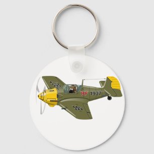 Porte-clés Avion de chasseur rétro-dessiné