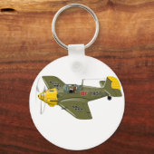 Porte-clés Avion de chasseur rétro-dessiné (Recto)