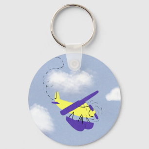 Porte-clés Avion Jaune et Bleu Cartoon Art