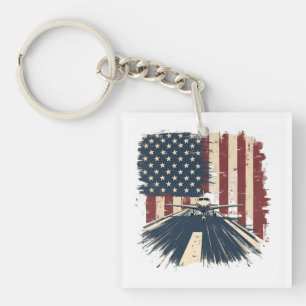 Porte-clés Avion pilote Avion American Flag Plane Aviation